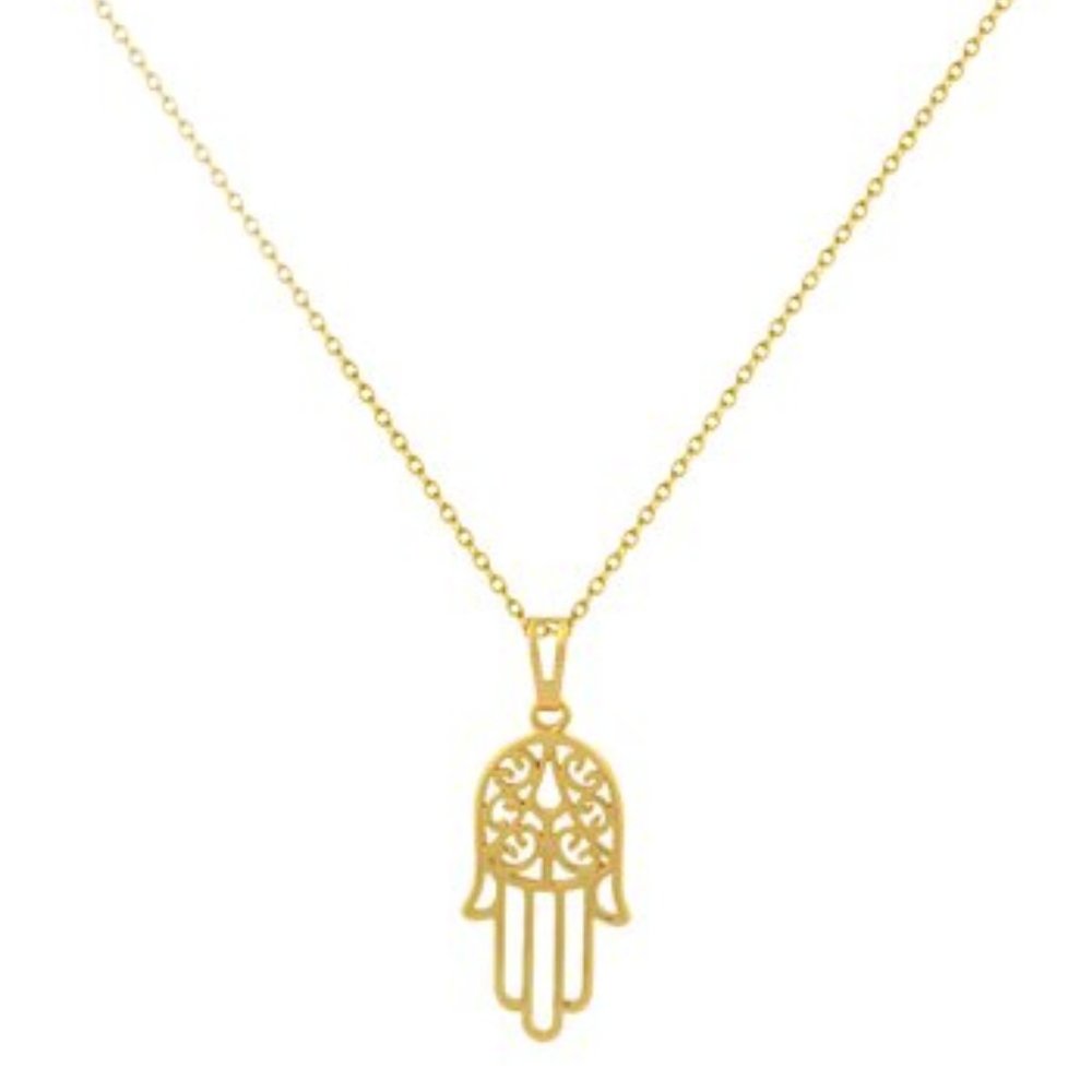 NWT 18k Gold-Plated Filigree Hamsa Pendant Necklace